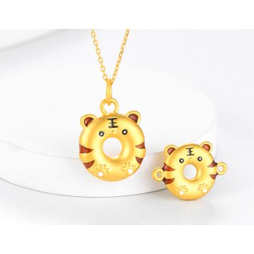 New Year Tiger Charm 24K Pure Gold Pendant